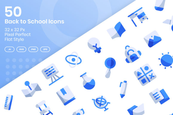 50 Back to School Icons – Flat: A Designer's Review