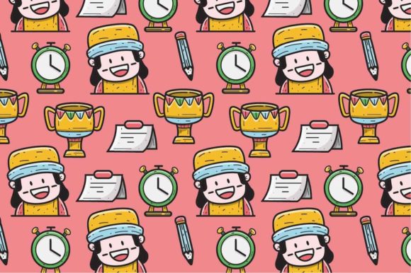 Back to School Doodle Cartoon Pattern Review for Graphics and Patterns