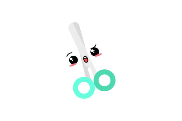 Cut Scissor Back to School Kawaii Icons Graphics
