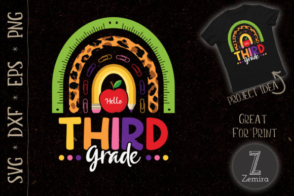 Hello Third Grade Rainbow Back to School Graphics